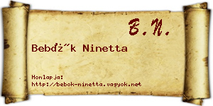 Bebők Ninetta névjegykártya